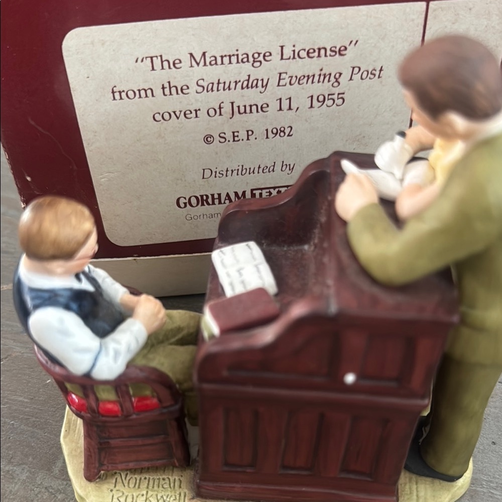 Gorham Norman Rockwell 'The Marriage License' Figurine